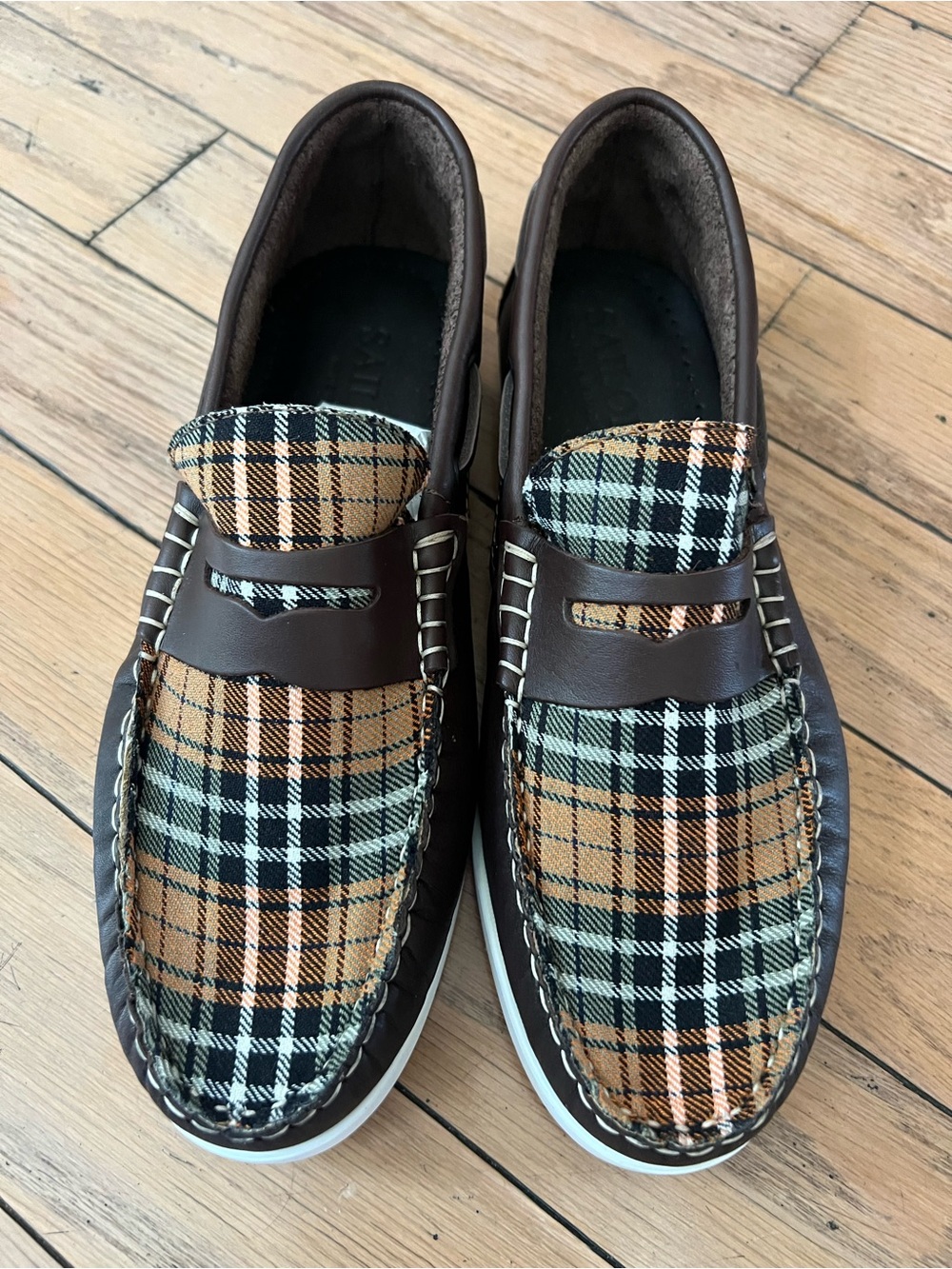 Men's Plaid Penny Loafers in Brown and Black